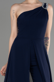 Navy Blue Long Chiffon Party Evening Jumpsuit ABT116