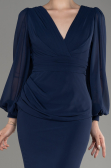 Navy Blue Long Chiffon Evening Dress ABU2818