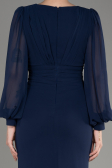Navy Blue Long Chiffon Evening Dress ABU2818