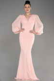 Salmon Long Chiffon Evening Dress ABU2818