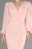 Salmon Long Chiffon Evening Dress ABU2818