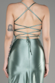 Turquoise Backless Short Satin Cocktail Dress ABK2078
