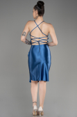 Indigo Backless Short Satin Cocktail Dress ABK2078
