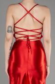 Red Backless Short Satin Cocktail Dress ABK2078