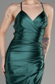 Emerald Green Backless Short Satin Cocktail Dress ABK2078