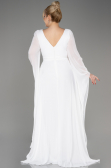 White Long Chiffon Plus Size Evening Dress ABU3543