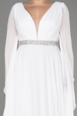 White Long Chiffon Plus Size Evening Dress ABU3543