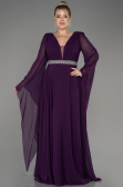 Dark Purple Long Chiffon Plus Size Evening Dress ABU3543