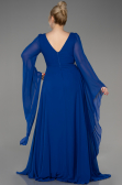 Sax Blue Long Chiffon Plus Size Evening Dress ABU3543