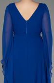 Sax Blue Long Chiffon Plus Size Evening Dress ABU3543