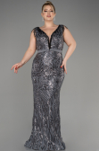 Long Anthracite Plus Size Engagement Dress ABU3876