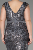 Long Anthracite Plus Size Engagement Dress ABU3876
