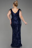 Long Navy Blue Plus Size Engagement Dress ABU3876