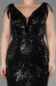 Long Black Plus Size Engagement Dress ABU3876