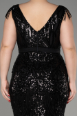 Long Black Plus Size Engagement Dress ABU3876