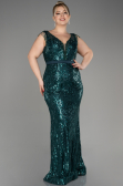 Long Emerald Green Plus Size Engagement Dress ABU3876