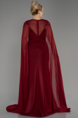 Burgundy Long Chiffon Sleeve Plus Size Evening Dress ABU3913