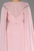Powder Color Long Chiffon Sleeve Plus Size Evening Dress ABU3913