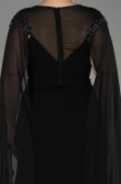 Black Long Chiffon Sleeve Plus Size Evening Dress ABU3913