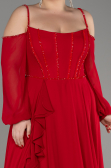 Red Long Chiffon Slit Evening Dress ABU3914