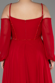 Red Long Chiffon Slit Evening Dress ABU3914