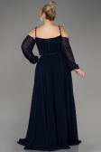 Navy Blue Long Chiffon Slit Evening Dress ABU3914