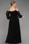 Black Long Chiffon Slit Plus Size Evening Dress ABU3915