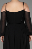Black Long Chiffon Slit Plus Size Evening Dress ABU3915