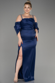 Navy Blue Slit Long Plus Size Evening Dress ABU3921