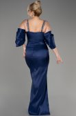 Navy Blue Slit Long Plus Size Evening Dress ABU3921