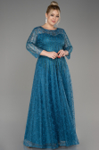Oil Green Long Sleeve Laced Plus Size Evening Dress ABU3932
