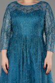 Oil Green Long Sleeve Laced Plus Size Evening Dress ABU3932