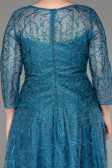 Oil Green Long Sleeve Laced Plus Size Evening Dress ABU3932