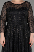 Black Long Sleeve Laced Plus Size Evening Dress ABU3932