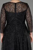 Black Long Sleeve Laced Plus Size Evening Dress ABU3932