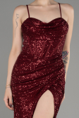 Burgundy Long Scaly Evening Dress ABU3246