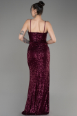 Cherry Colored Long Scaly Evening Dress ABU3246