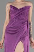 Purple Strapless Slit Long Chiffon Evening Dress ABU3947