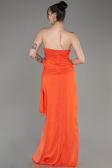 Orange Strapless Slit Long Chiffon Evening Dress ABU3947
