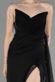 Black Strapless Slit Long Chiffon Evening Dress ABU3947