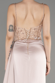 Beige Long Satin Evening Dress ABU3875