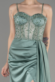 Turquoise Long Satin Evening Dress ABU3875