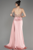 Powder Color Long Satin Evening Dress ABU3875