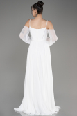 White Long Chiffon Slit Evening Dress ABU3914