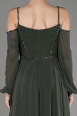 Olive Drab Long Chiffon Slit Evening Dress ABU3914