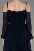 Navy Blue Long Chiffon Slit Evening Dress ABU3914