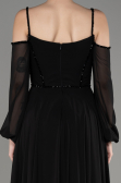 Black Long Chiffon Slit Evening Dress ABU3914