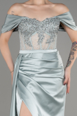Mint Long Satin Evening Dress ABU3895