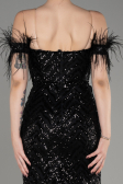 Black Strapless Slit Long Sequined Evening Gown ABU3953