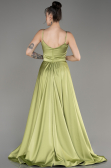 Pistachio Green Long Satin Evening Dress ABU1601